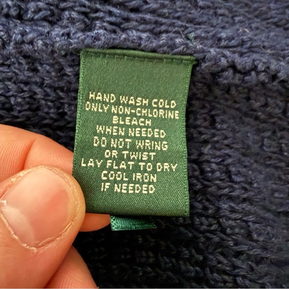 Lauren Ralph Lauren Open Cardigan Women Sz M Navy Knit V Neck Cropped 100% Linen - Picture 8 of 10